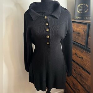 NWOT Black Sweater romper with buttons